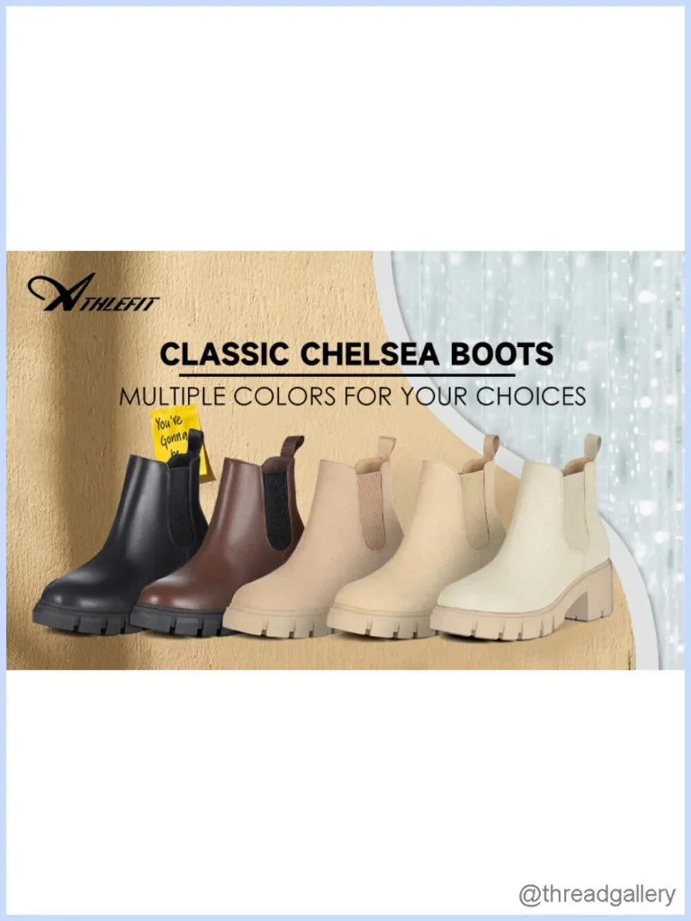 Fashion Suede & Waterproof Leather Chelsea Booties Chunky Heel Lug Sole Slip On